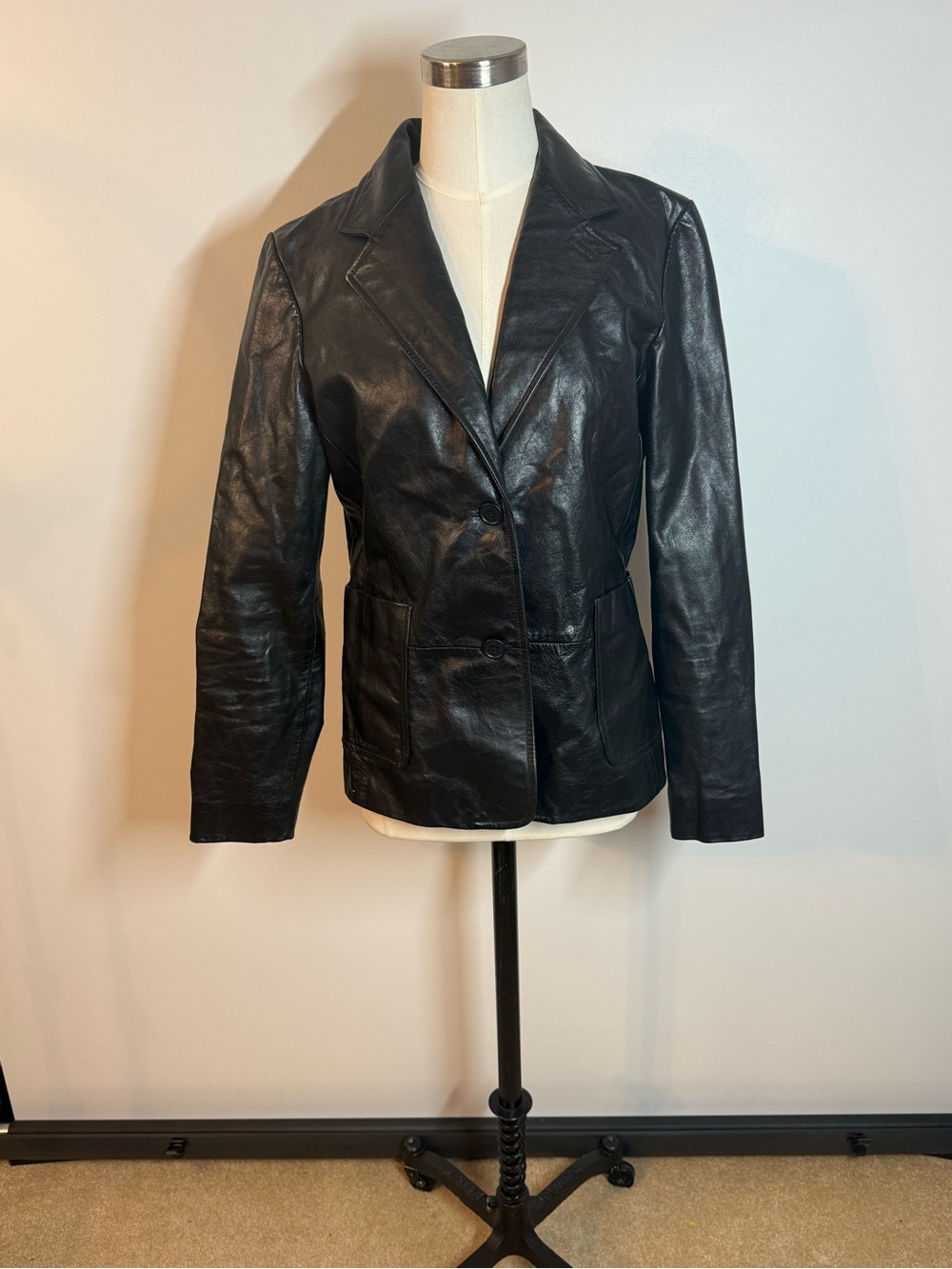 GAP Black Leather Blazer Jacket
